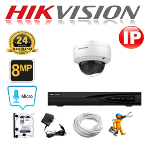 Dịch vụ lắp đặt trọn bộ camera 1 mắt Hikvision 8mp